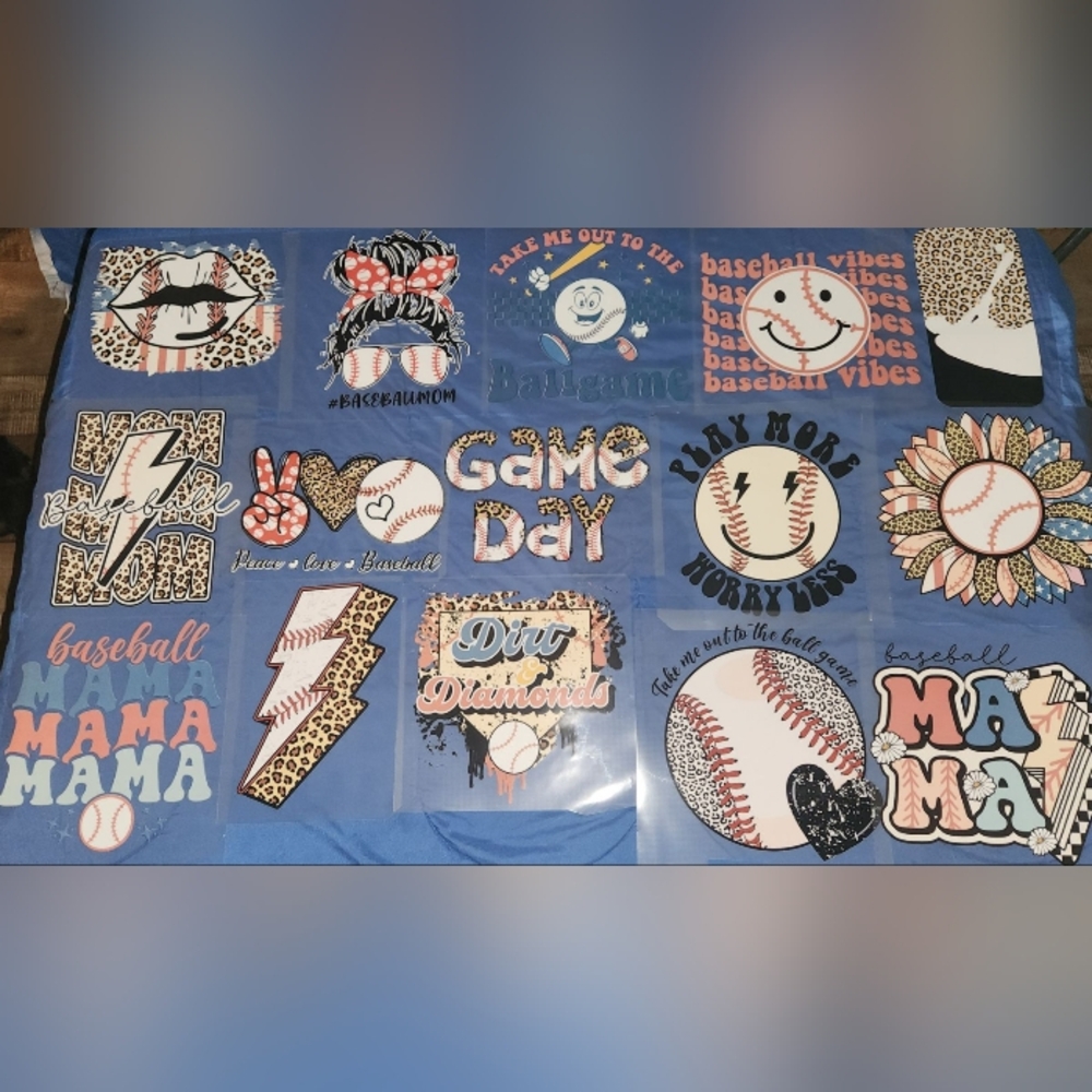 19  Iron On Heat Transfers Baseball Decals